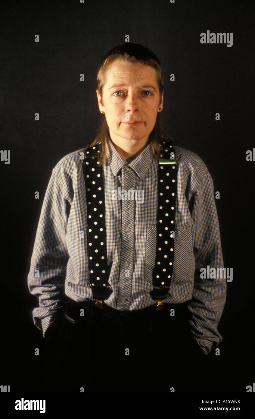 Woman With Short Hair And Trousers Braces Stock Photo 5802007 Alamy