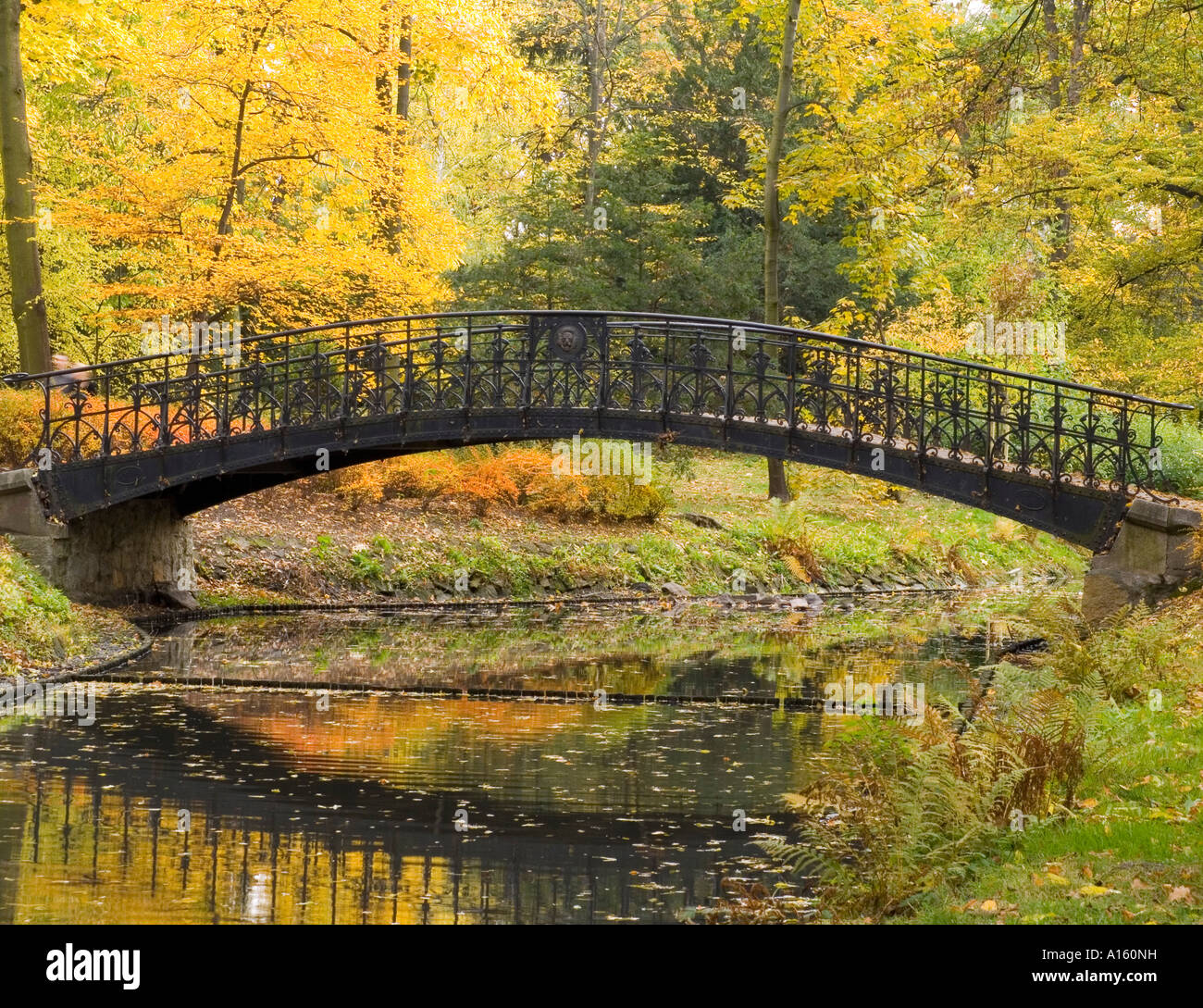 Bridge in autumn scenery Stock Photo