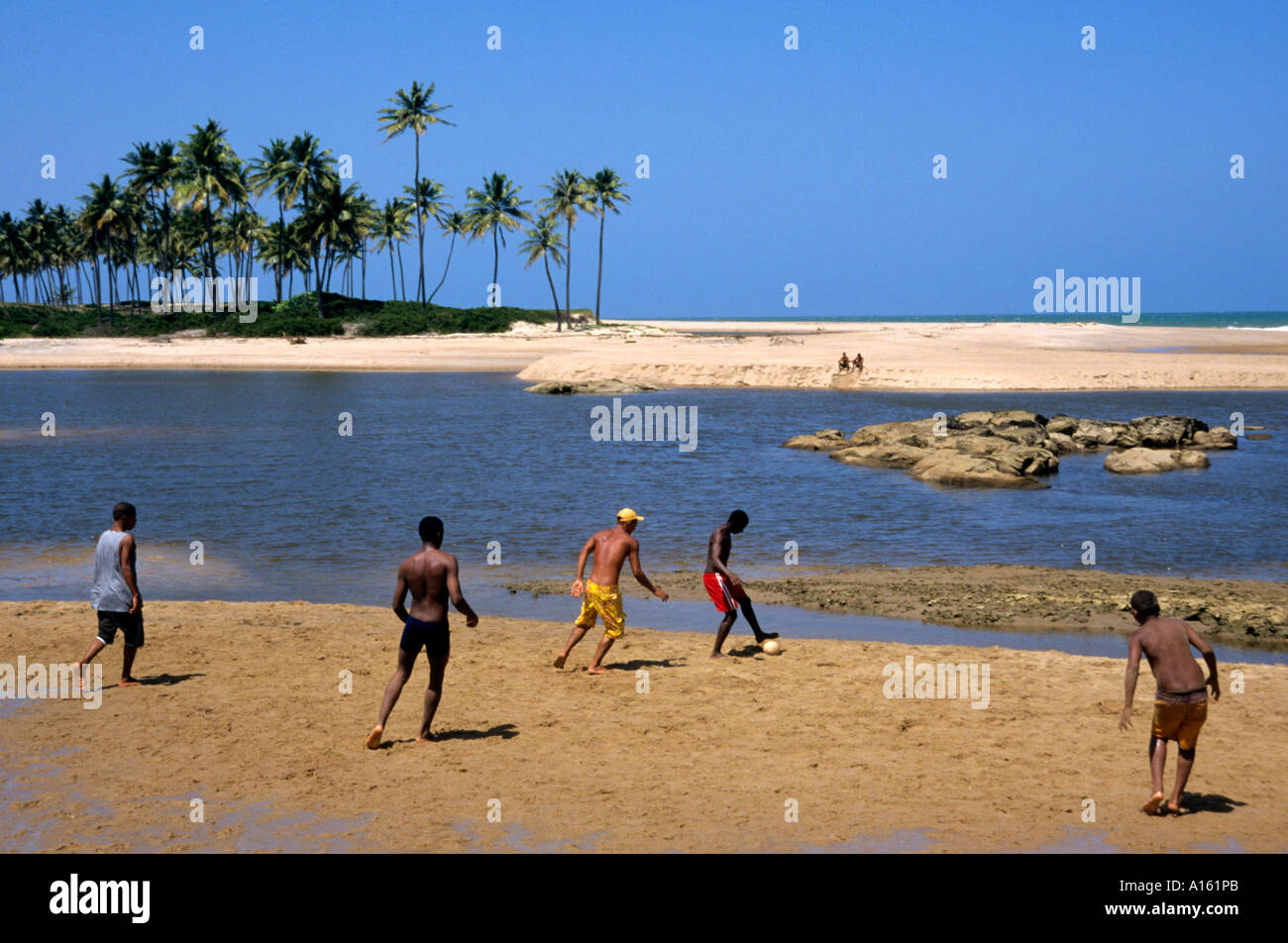 Brazil play football soccer ball South America Stock Photo - Alamy