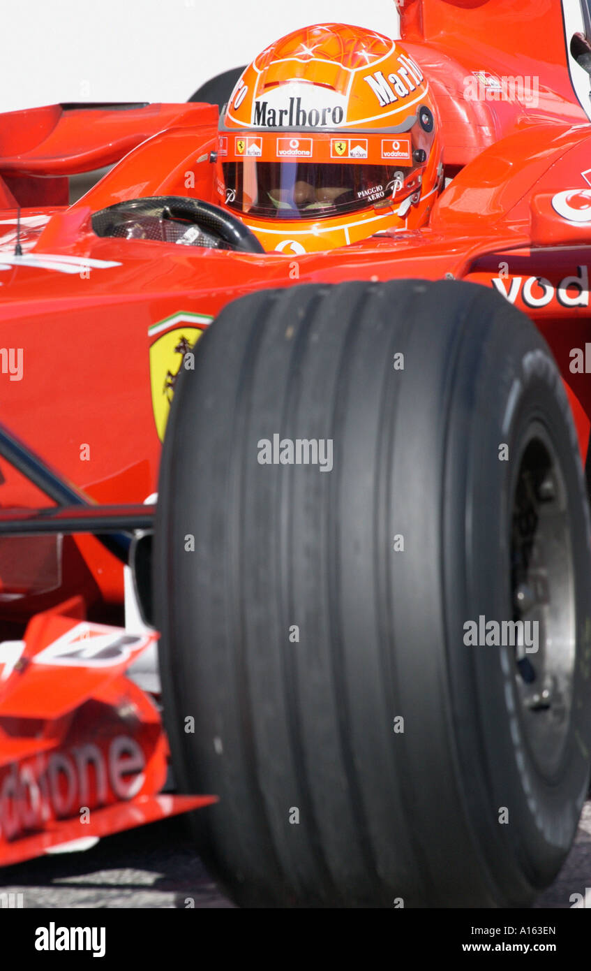 Driver Michael Schumacher from Germany in his Ferrari racing car at the