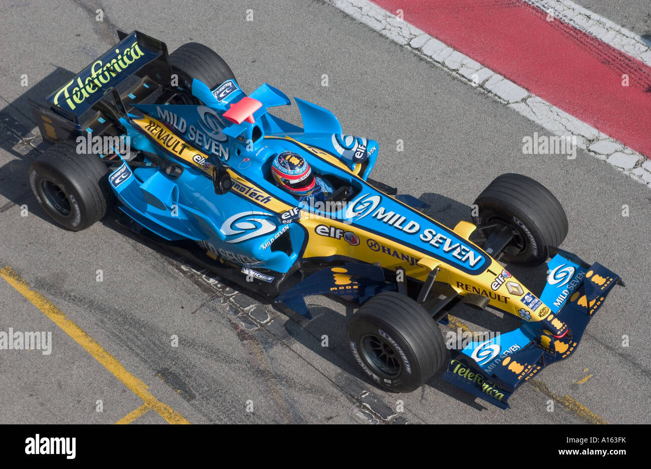 Formula 1 World Champion Fernando Alonso from Spain in his Renault racing  car at the Circuit de Catalunya near Barcelona Stock Photo - Alamy