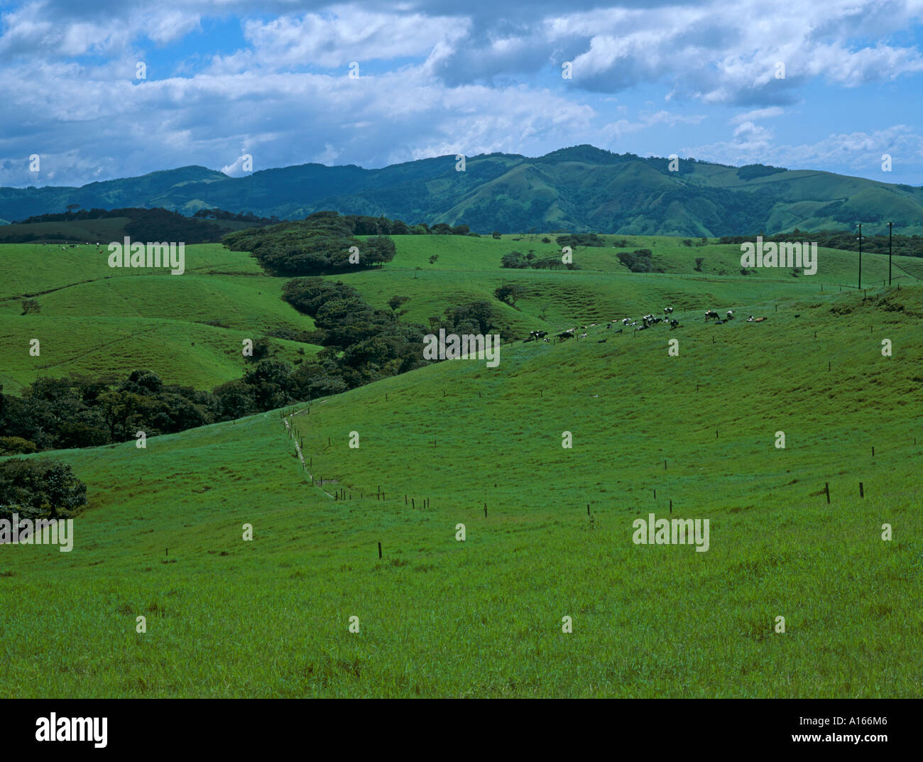 Deforested uplands once covered in cold forest now agricultural fields Costa Rica Central America Stock Photo