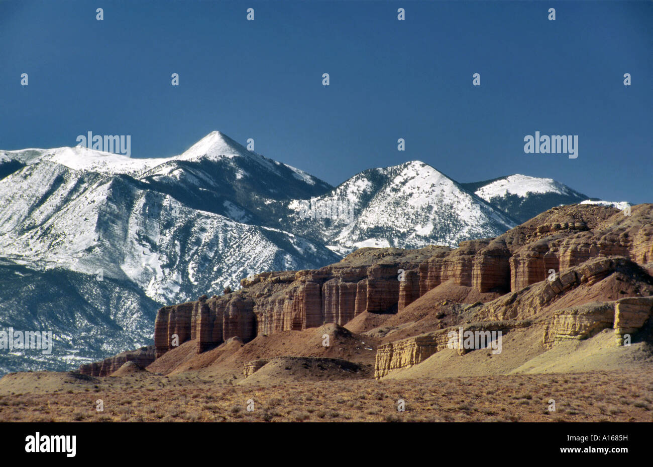 Henry Mountains, view from Bicentennial Highway 95 near Hanksville, winter, Utah, USA Stock Photo