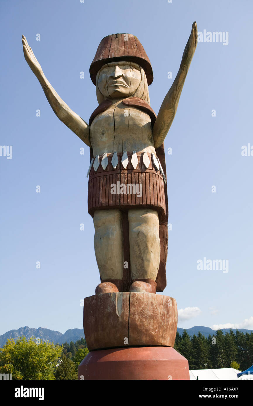 totem pole at Ambleside Beach West Vancouver British Columbia