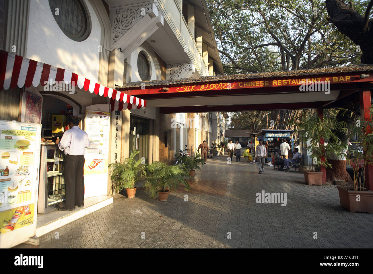 Entrance to chinese restaurant and bar Silk Route in Bombay Mumbai India Stock Photo