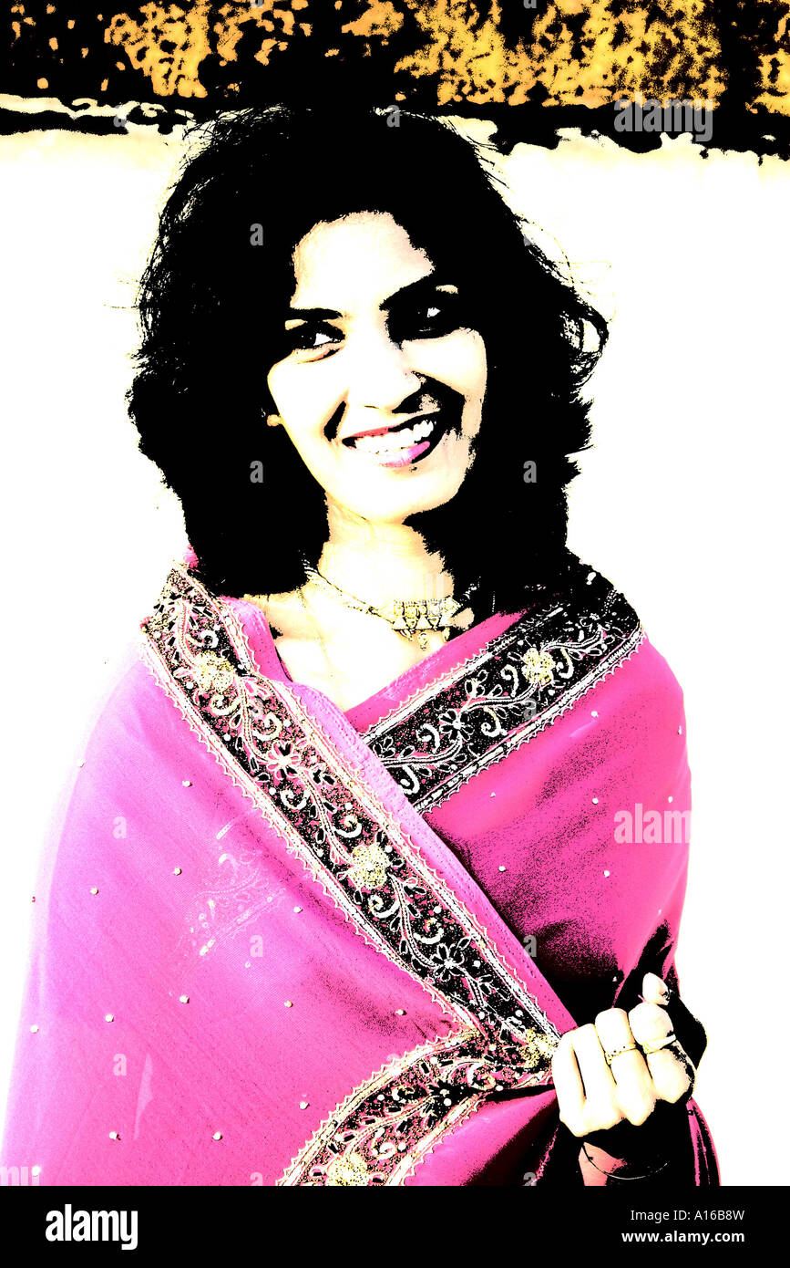 RSC102053 Portrait of Indian female in saree Bombay Mumbai Maharashtra India Anju Model released 542 Stock Photo
