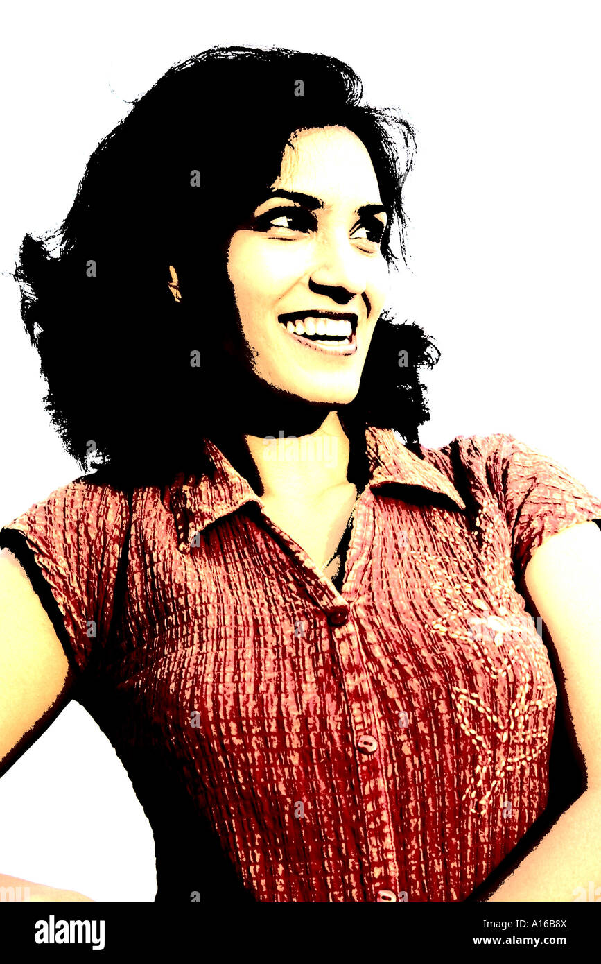 RSC102054 Portrait of Indian female smiling Bombay Mumbai Maharashtra India Anju Model released 542 Stock Photo