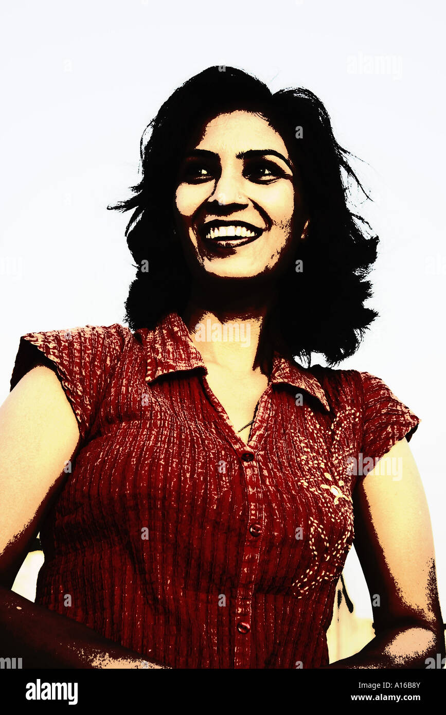 RSC102055 Portrait of Indian female smiling Bombay Mumbai Maharashtra India Anju Model released 542 Stock Photo