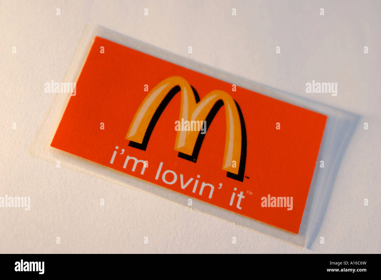McDonalds fast food chain Logo I'm lovin' it used in Bombay Mumbai Maharashtra India Stock Photo