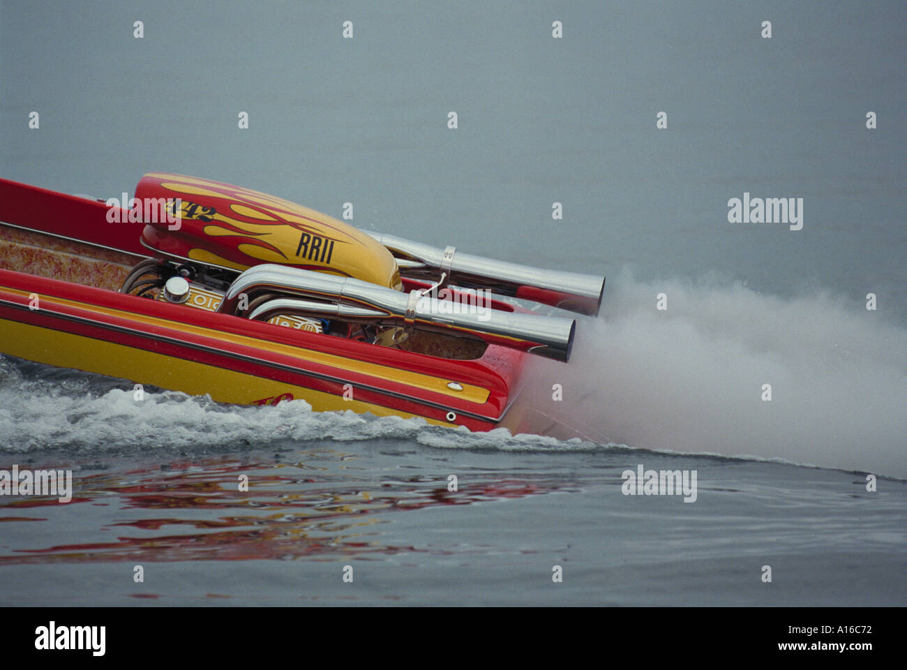 A race boat starting its run Stock Photo Alamy