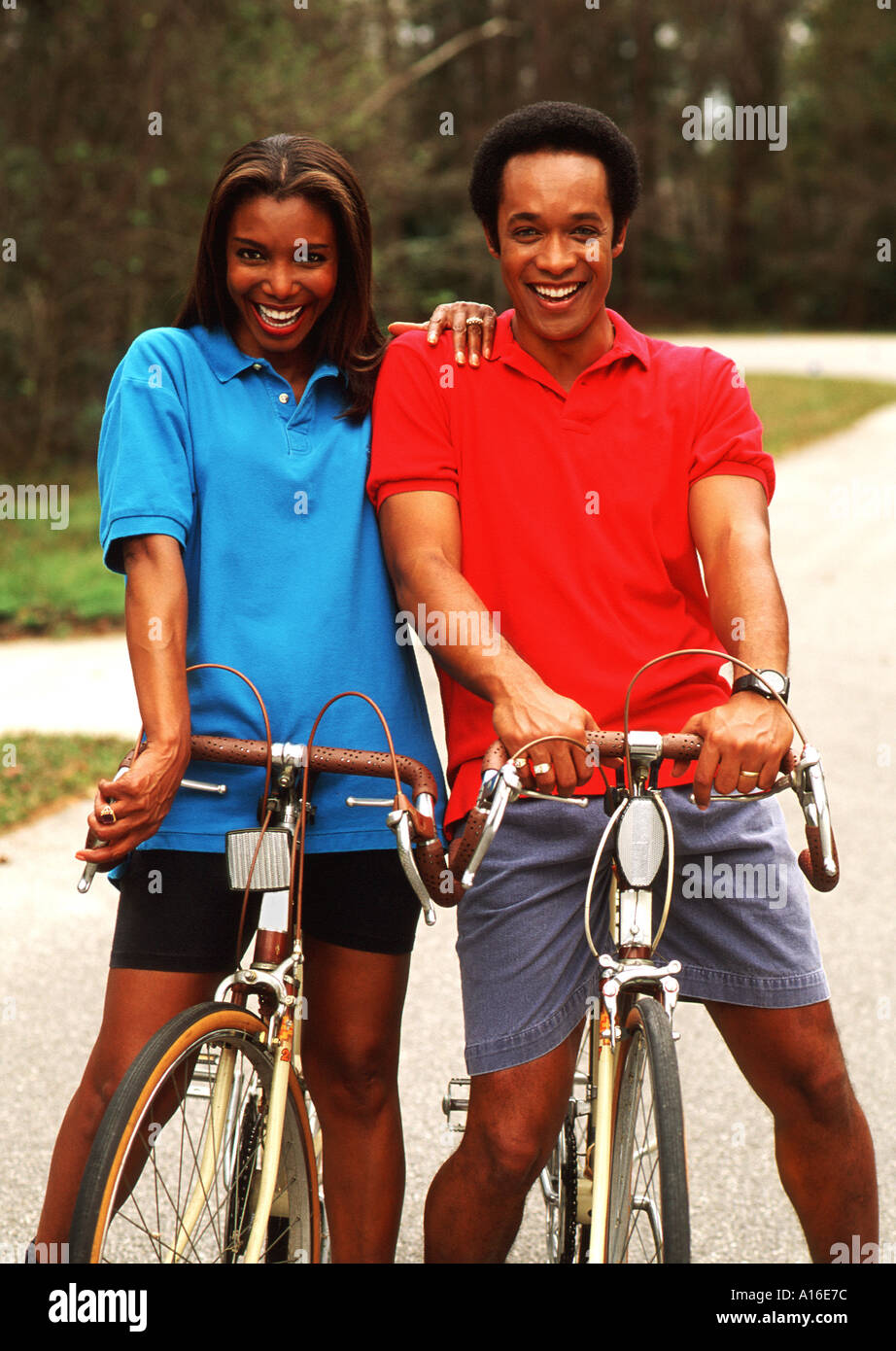 African american couple riding bicycles hi-res stock photography and ...