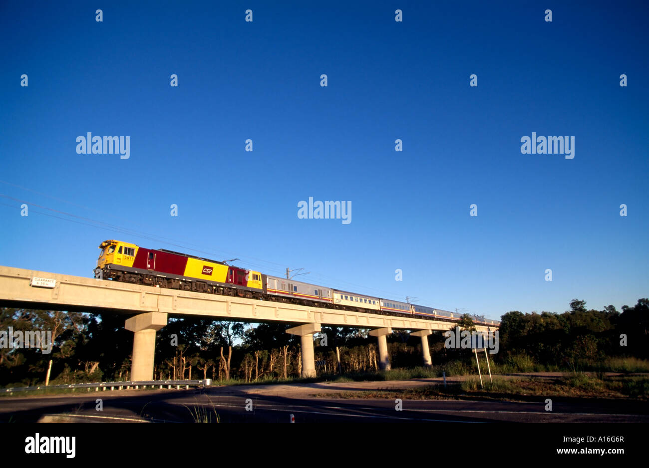 train crossing bridge Queensland Australia Stock Photo