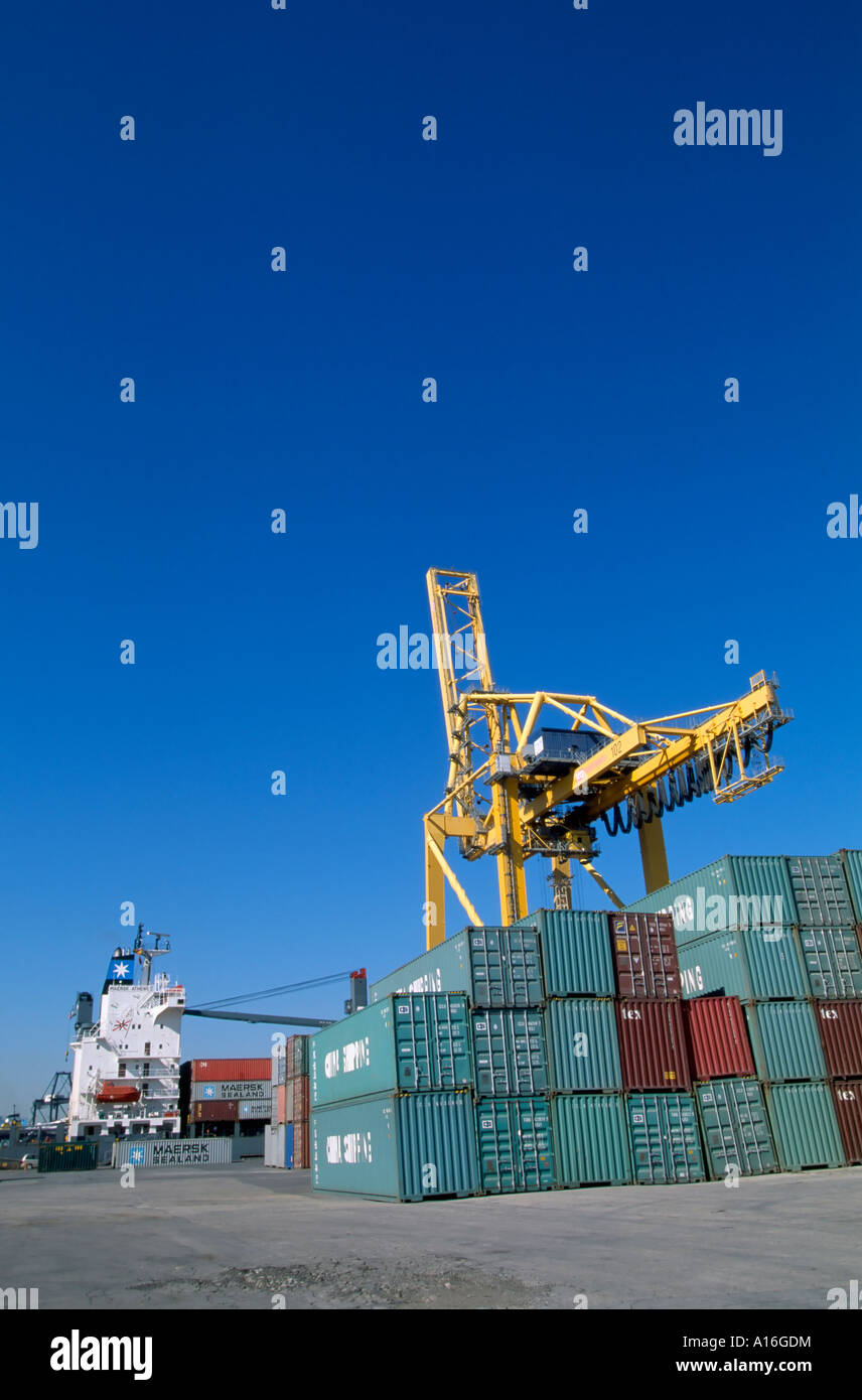 crane in container terminal Stock Photo