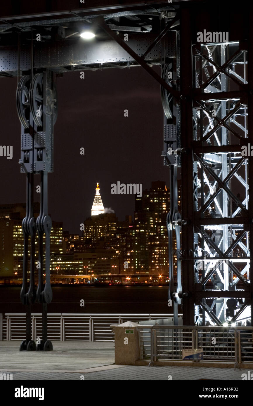 unique view of Manhattan skyline New York City across East River at ...