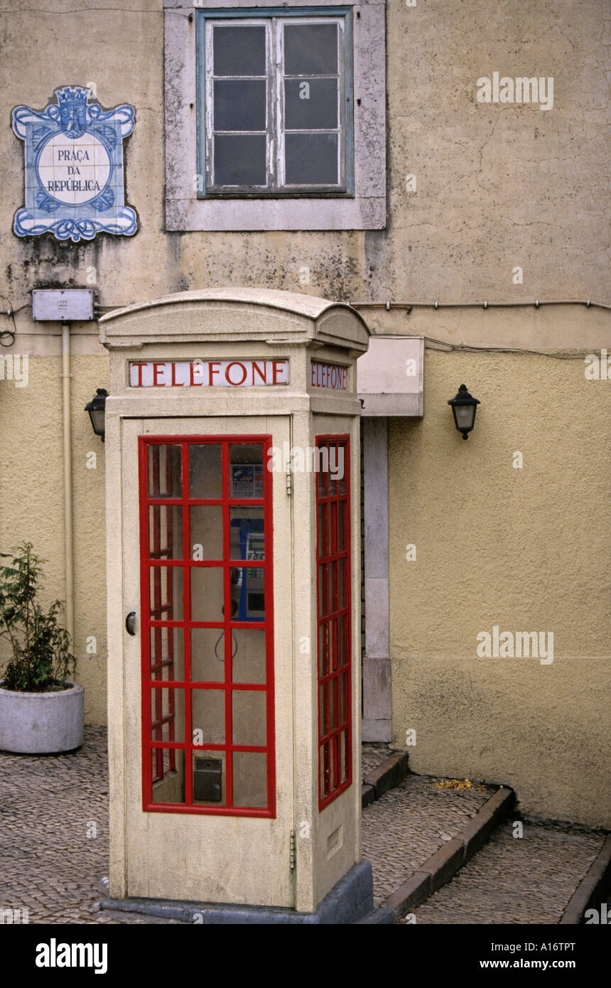 a telephone box in the medieval town of Sintra Portugal Stock Photo Alamy