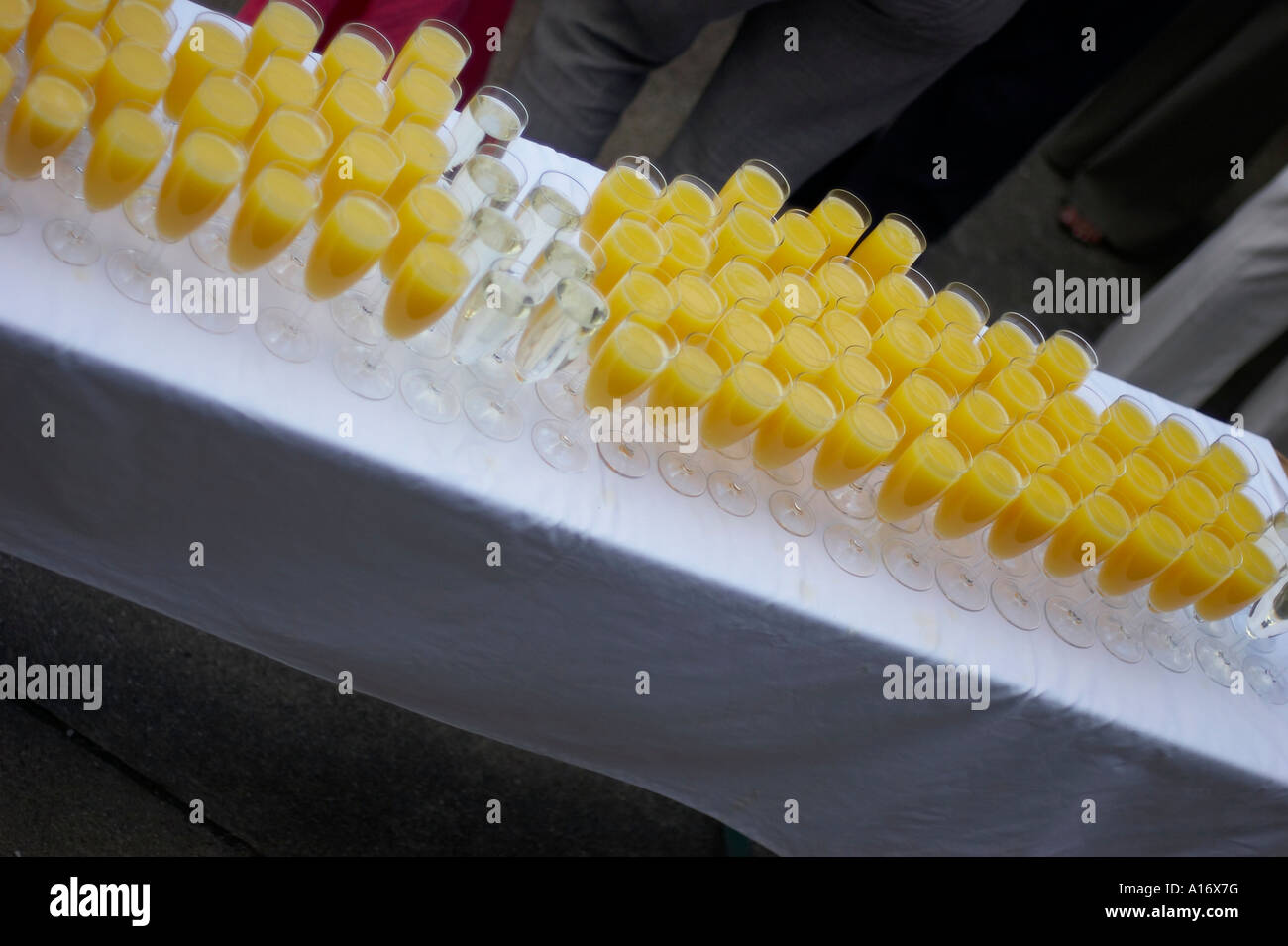 Champagne with orange juice Stock Photo