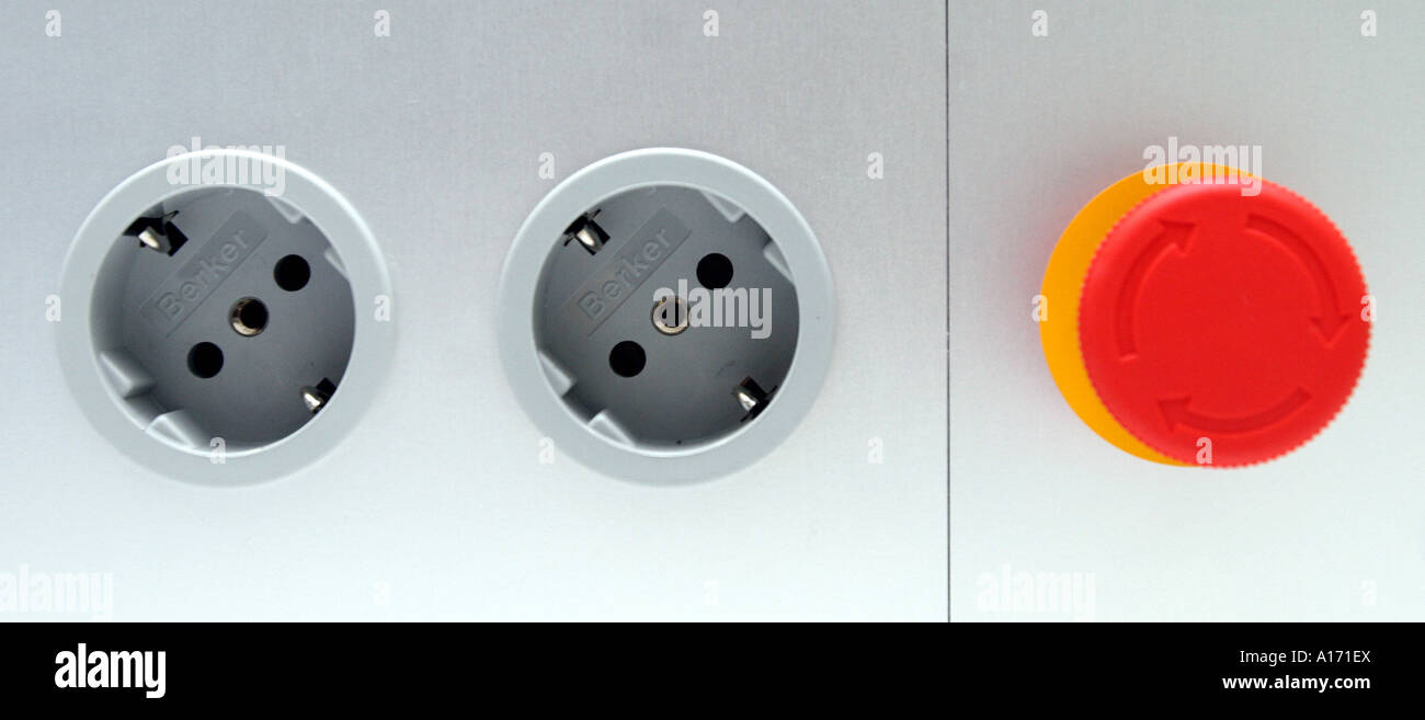 Plug sockets and emergency switches Stock Photo Alamy