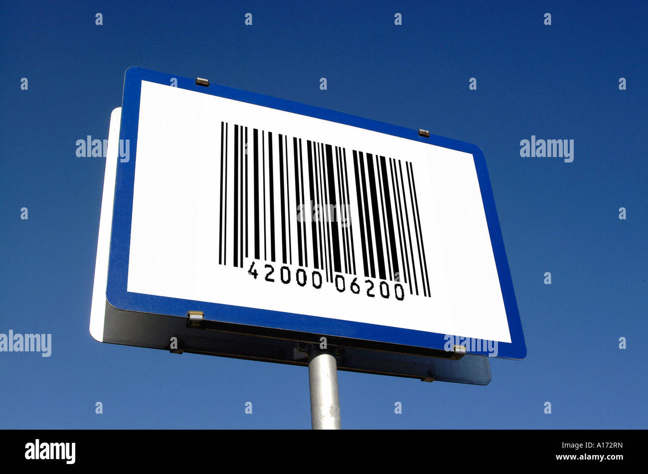 Austrian place-name sign with bar code Stock Photo
