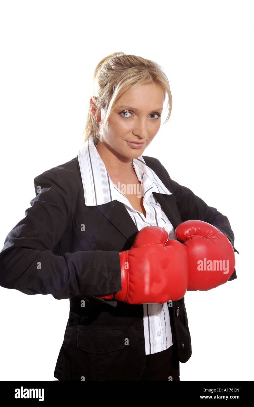 lady and boxing gloves Stock Photo Alamy