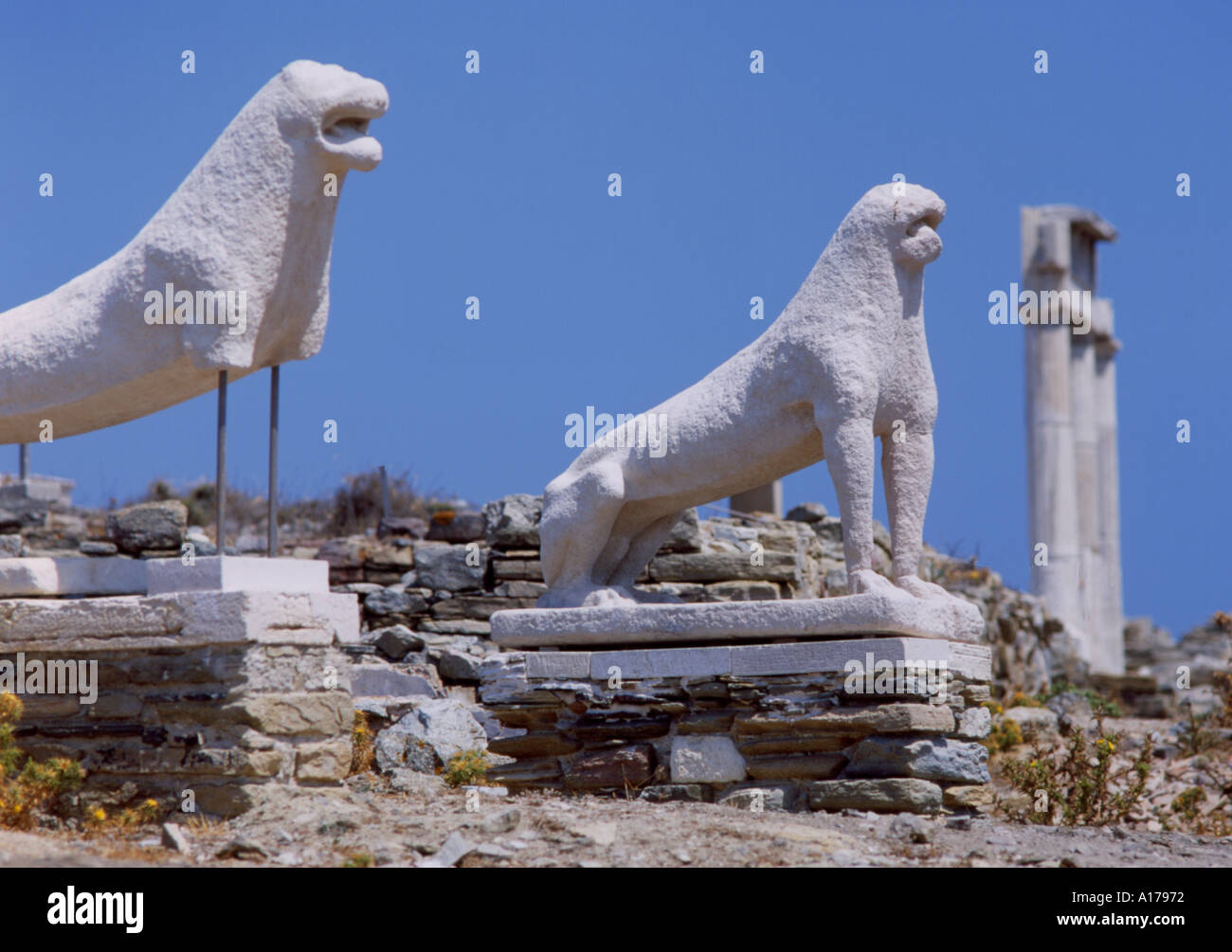 Greece Delos The Lions Stock Photo - Alamy