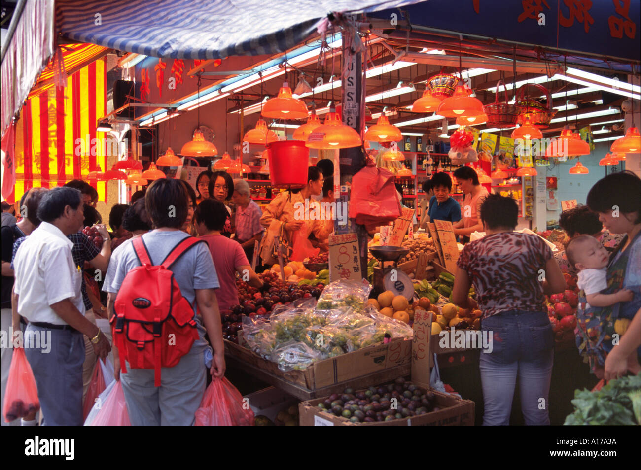 Fruits and vegetables stall in Hong Kong Stock Photo Alamy