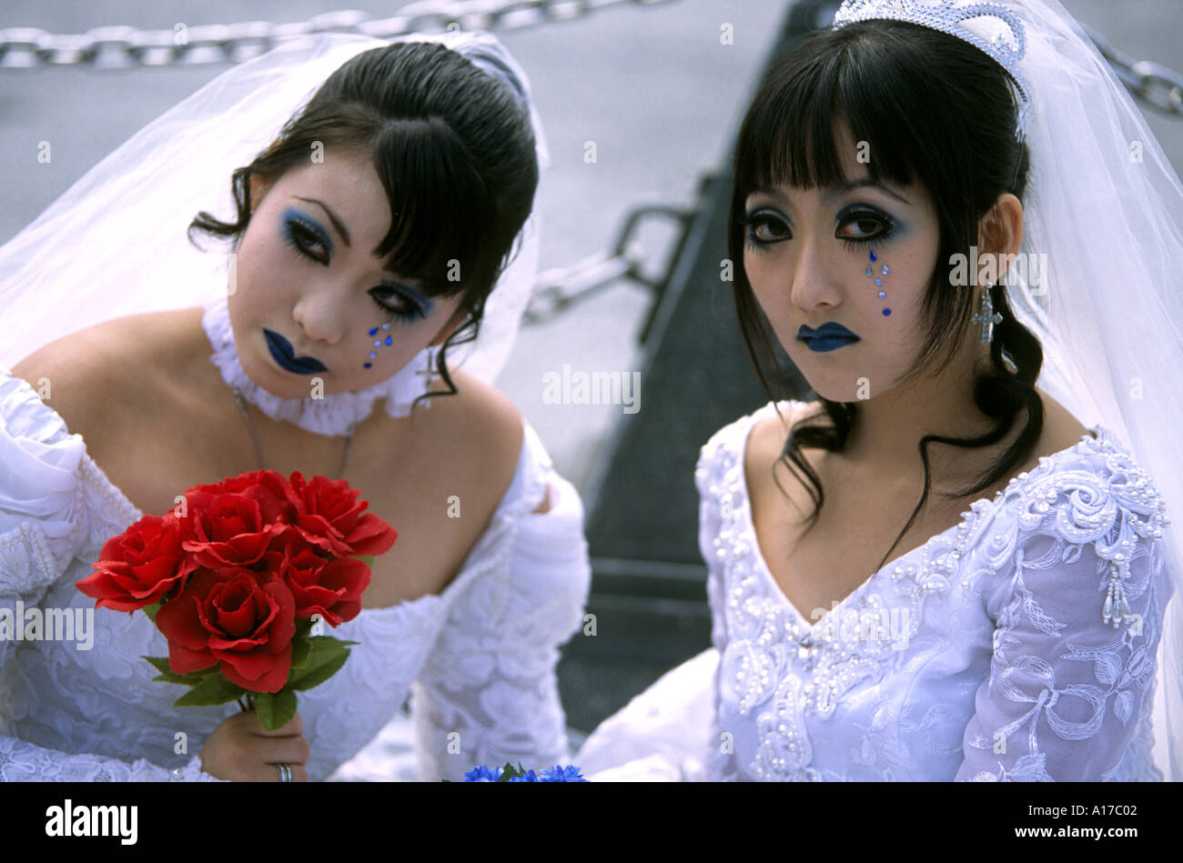 Two punk brides Harajuku Tokyo Stock Photo