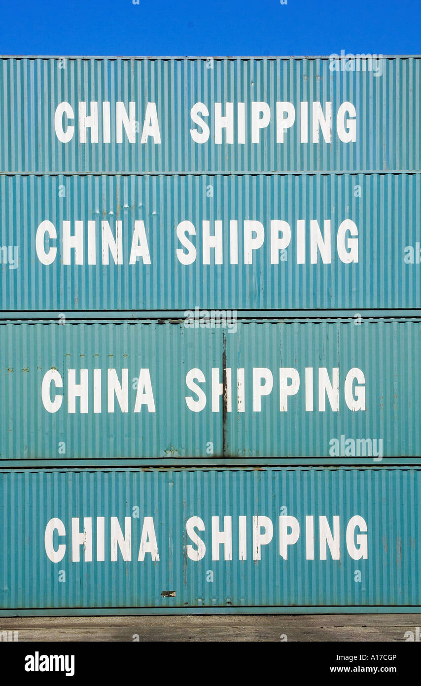 stacked containers 'CHINA SHIPPING' Stock Photo Alamy