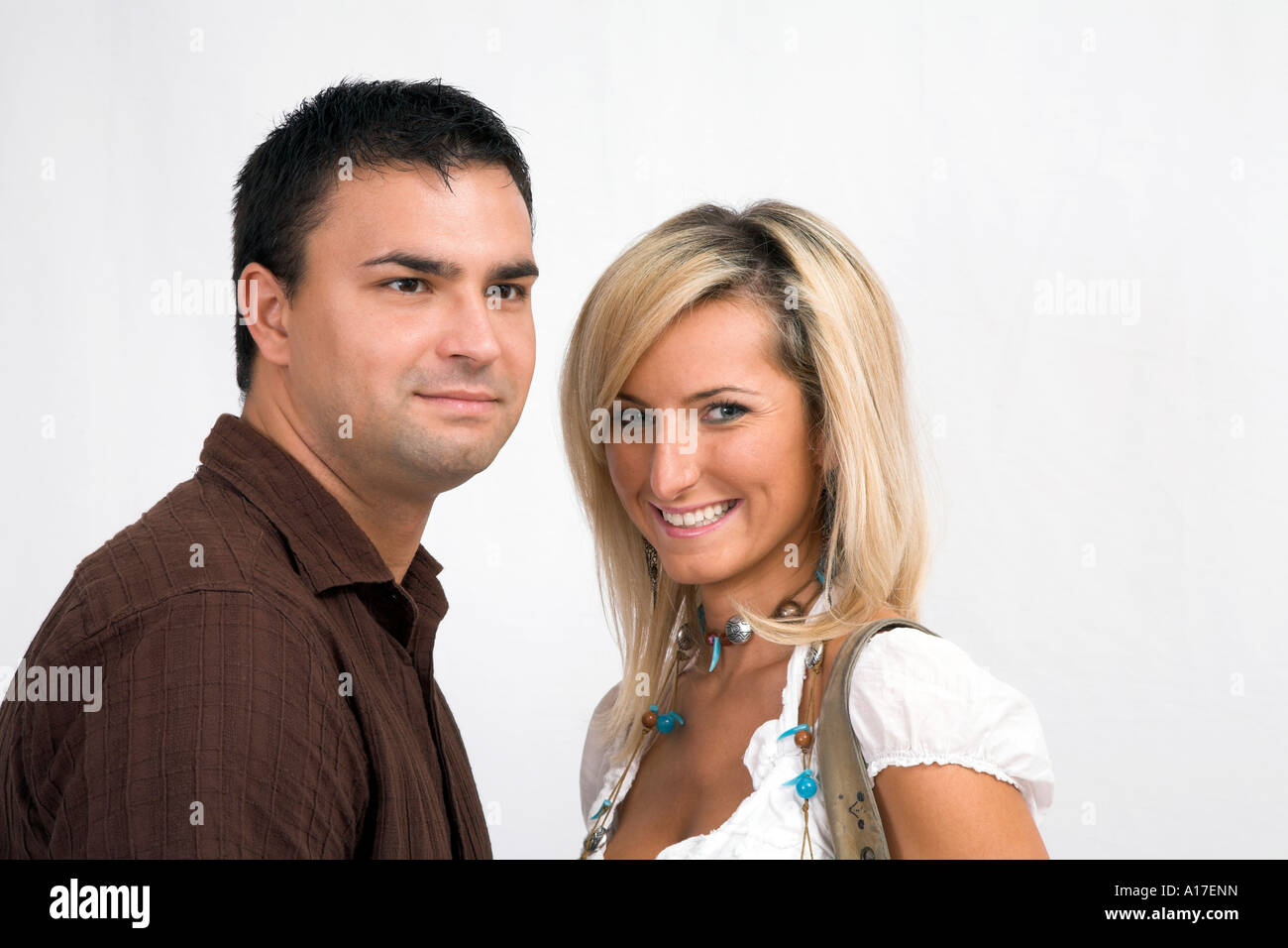 Couple on white background Stock Photo - Alamy