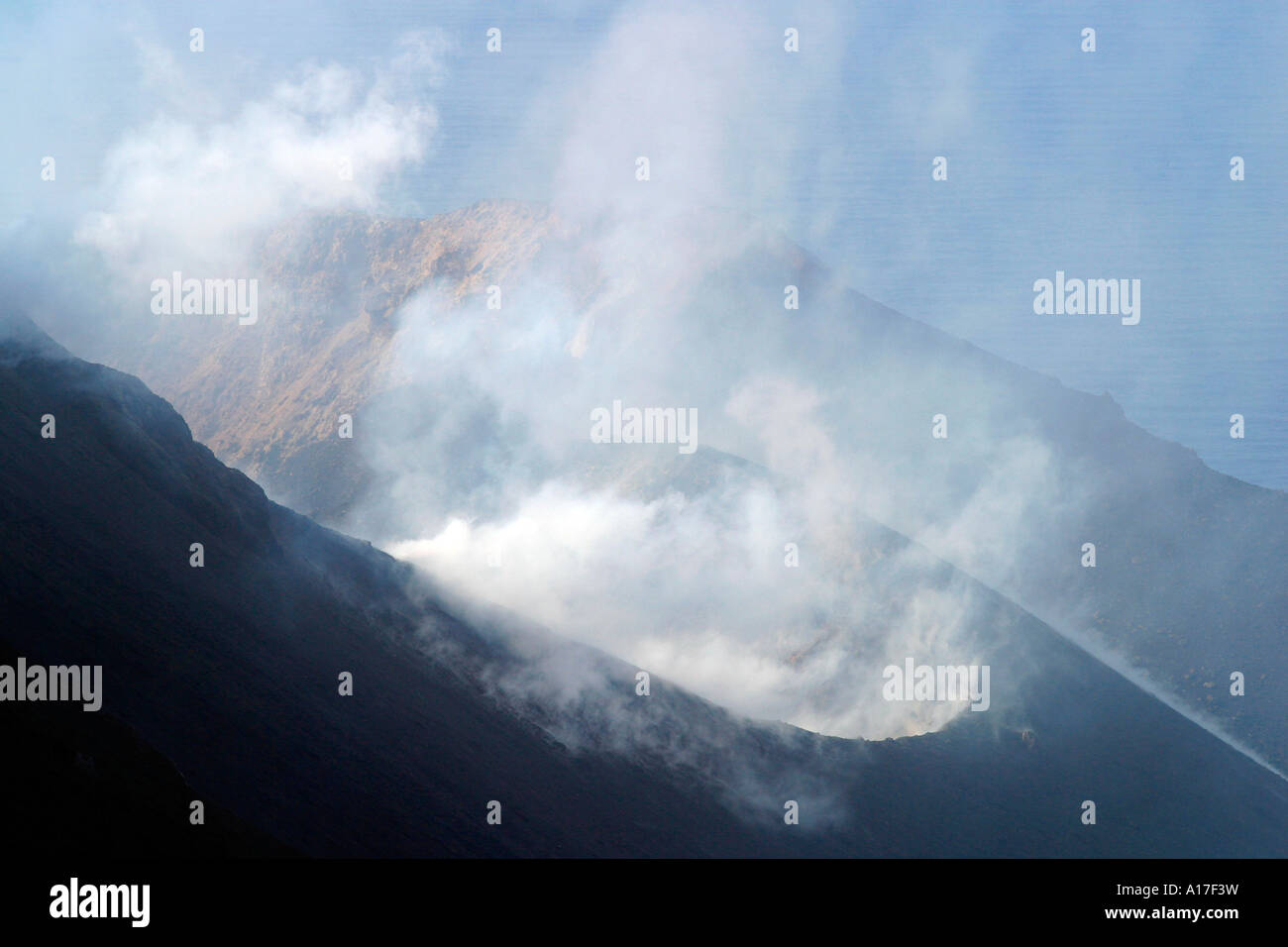 Erupting Volcano, Stromboli, Italy. Stock Photo