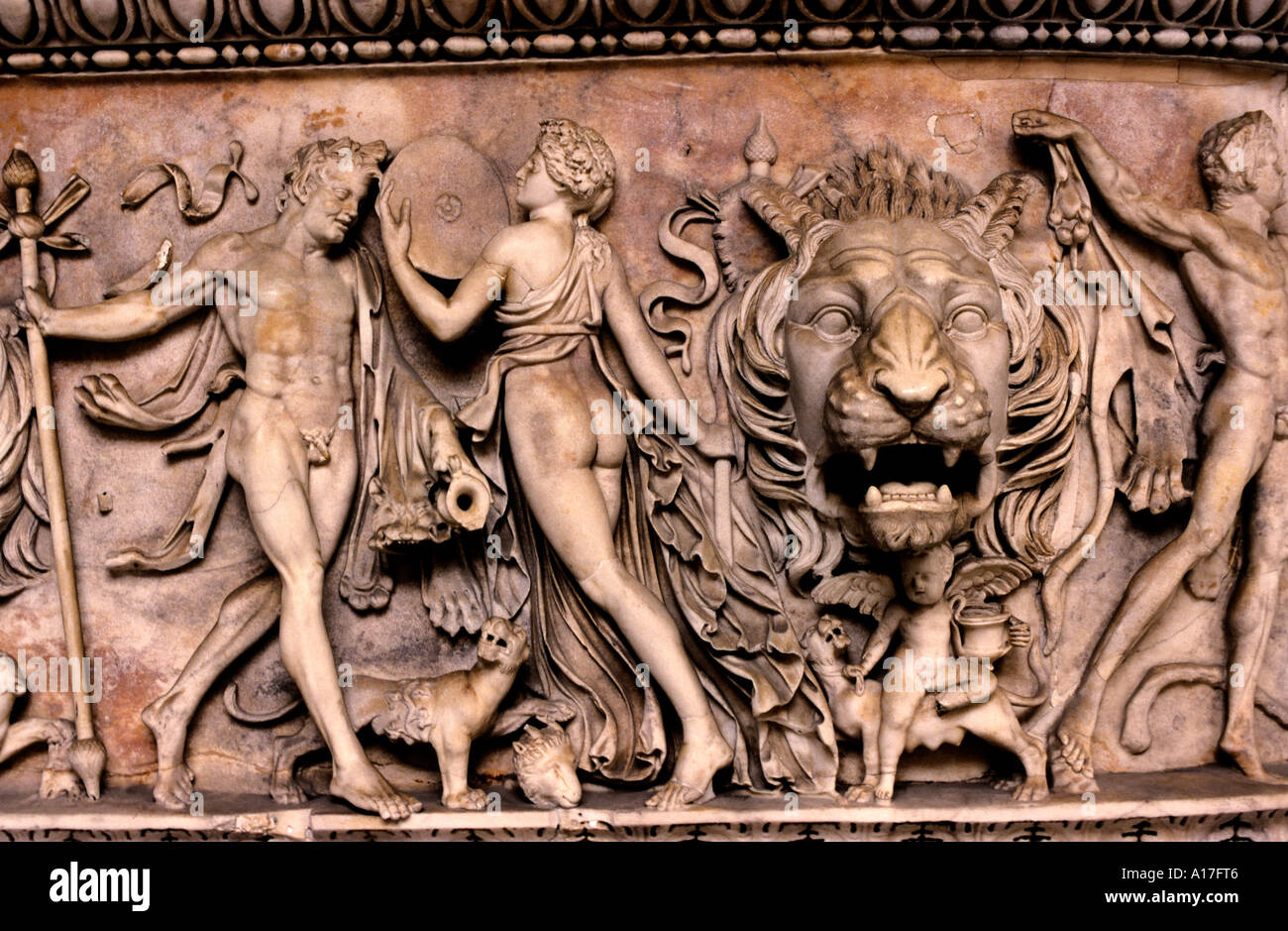 Sarcophagus Lion Rome Roman Italy Italian  Museum Stock Photo