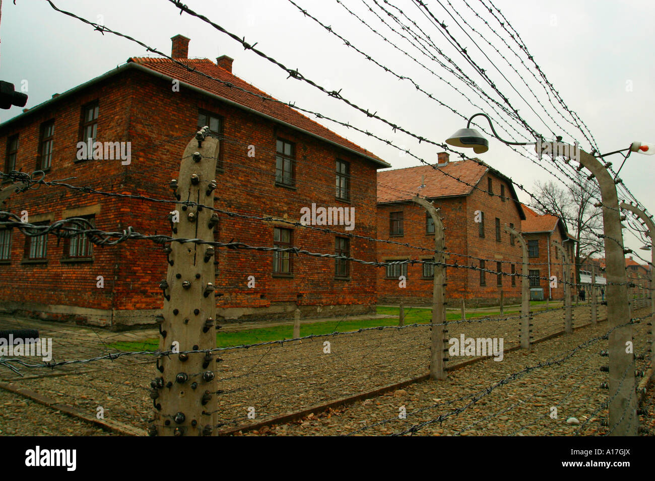 The electric fence at Auschwitz concentration camp, Oswiecim, Poland ...