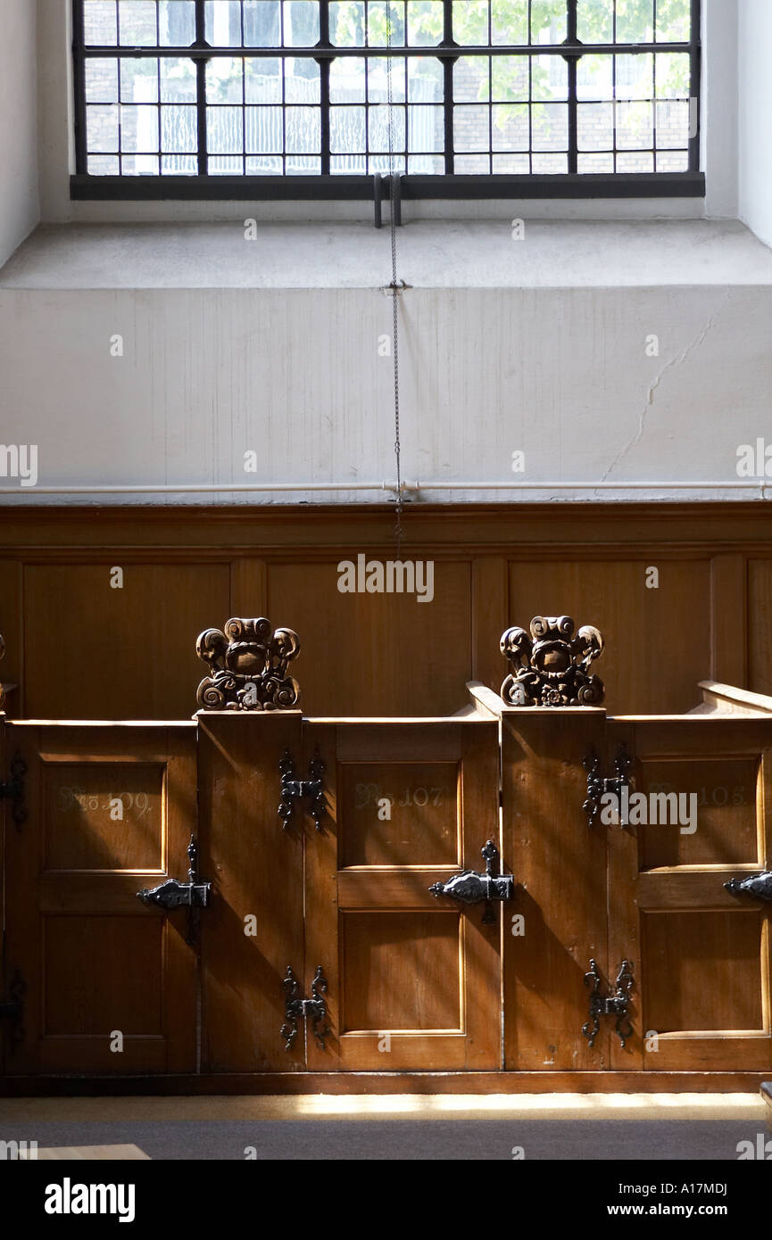 bench in a church Stock Photo Alamy