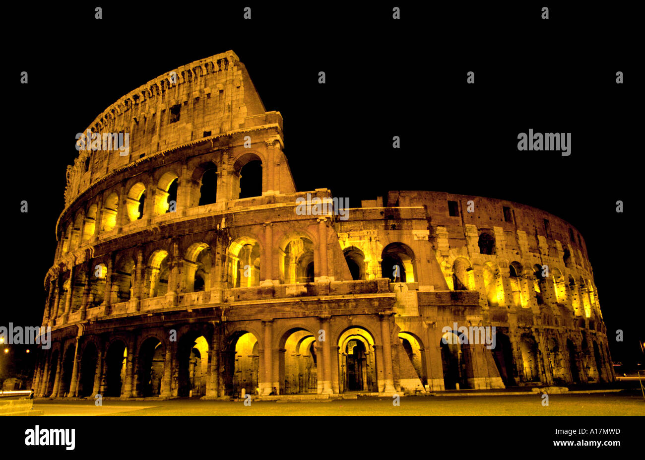 Colosseum - Colosseo oval amphitheatre in the centre of the city of Rome,  AD 70–80, Builder emperor Vespasian Titus, Roman, Rome, Italy. Stock Photo