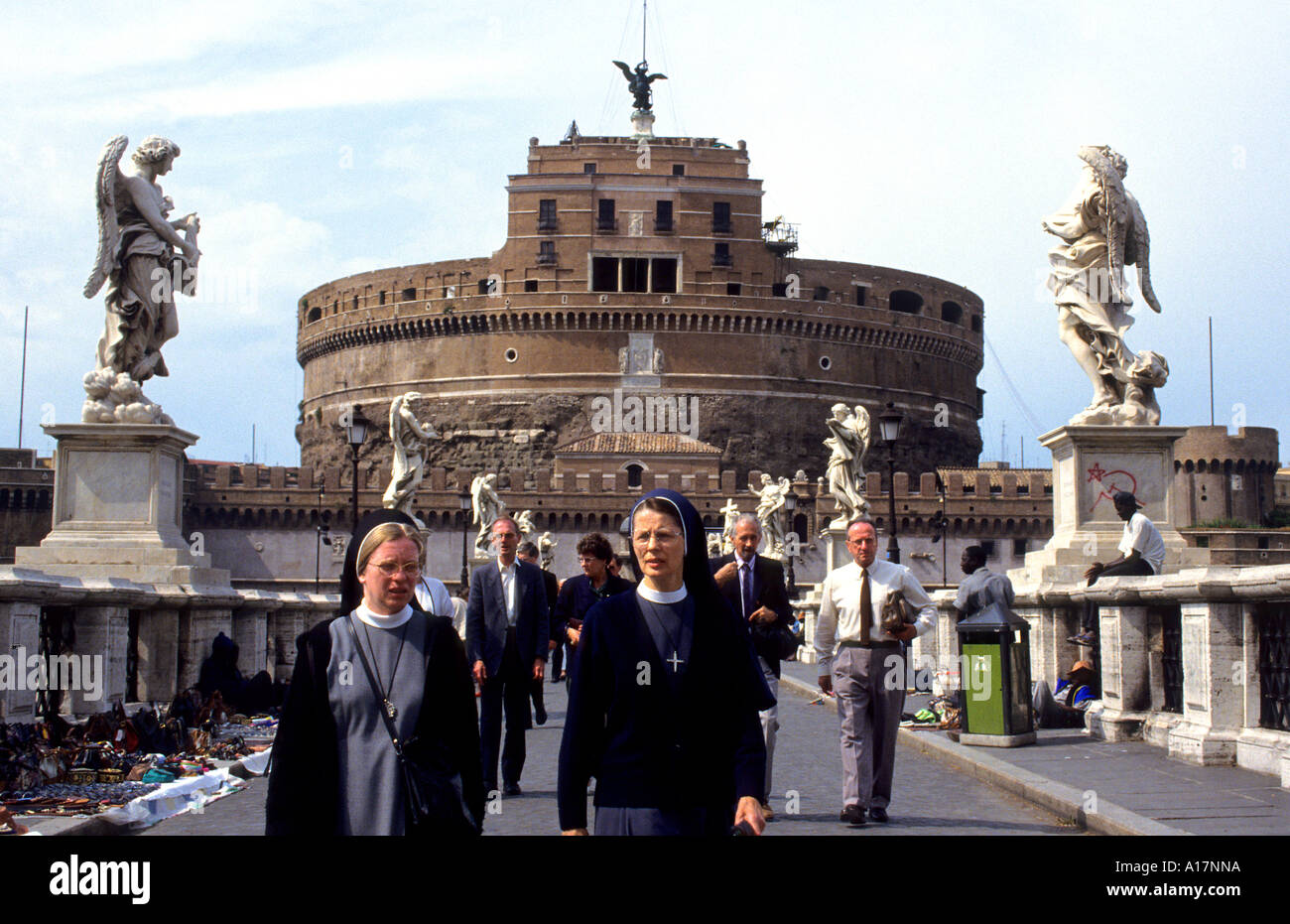 Castel Sant Angelo and bridge of Sant Angelo Rome Italy Stock Photo