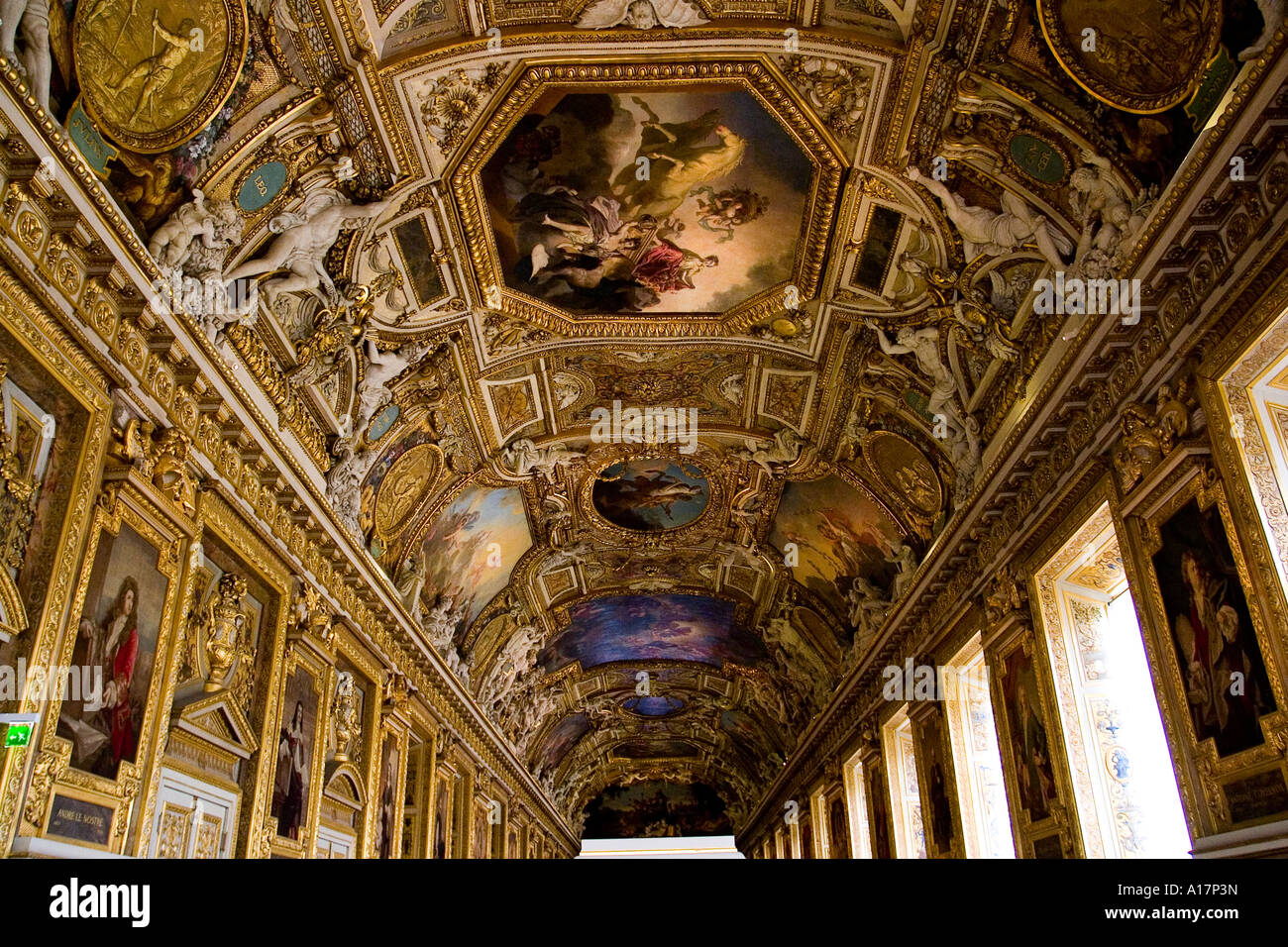 Ceiling inside The Musee du Louvre, Paris, France. Stock Photo