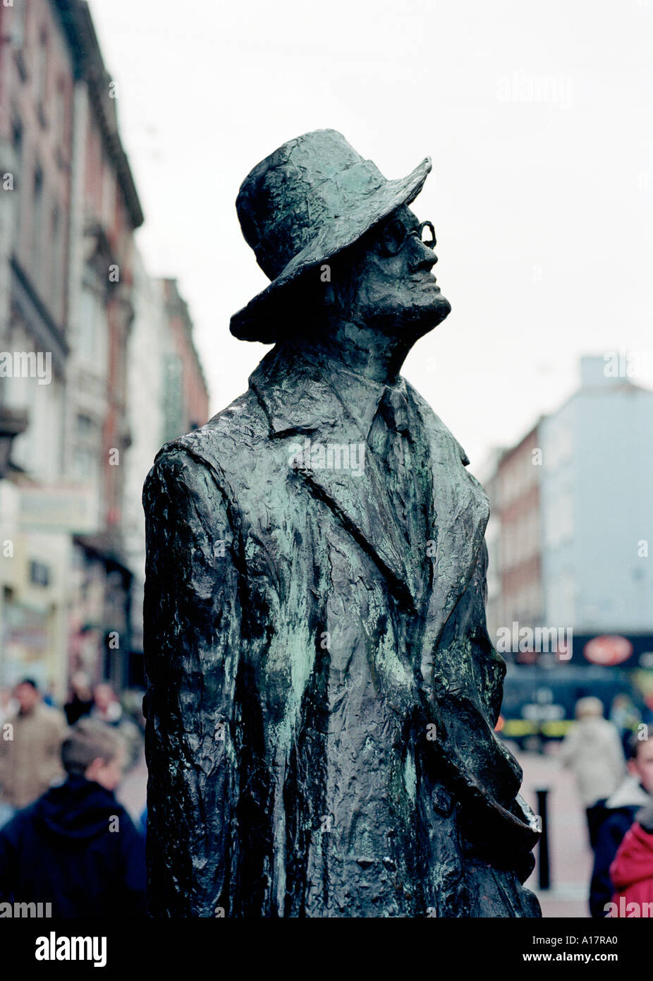 The bronze statue of James Joyce on North Earl Street near the Spire on ...