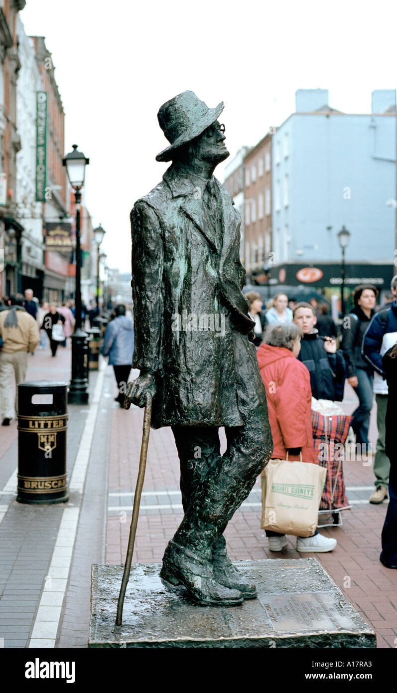 The bronze statue of James Joyce on North Earl Street, right beside the ...