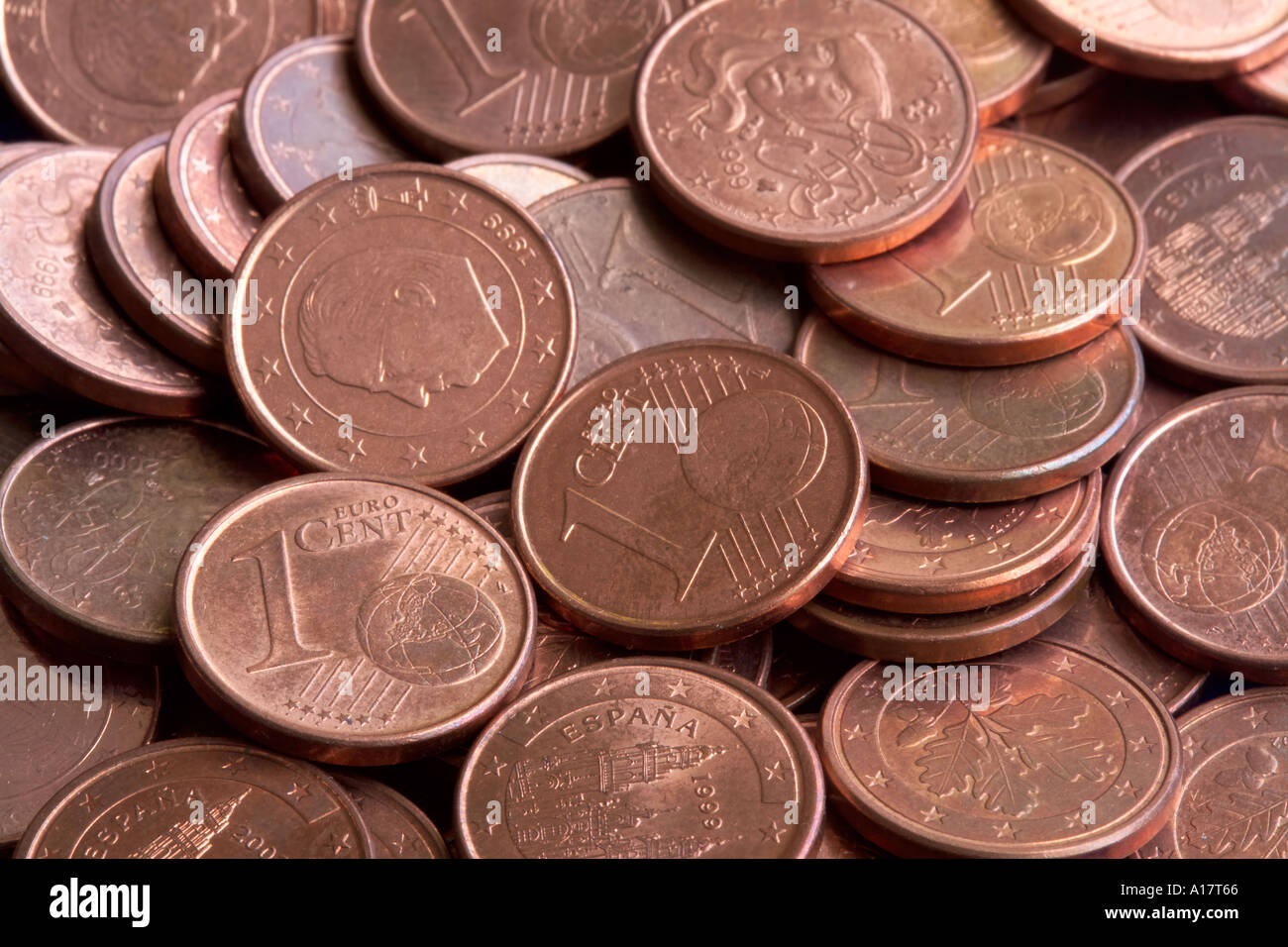 European one cent coins Stock Photo Alamy