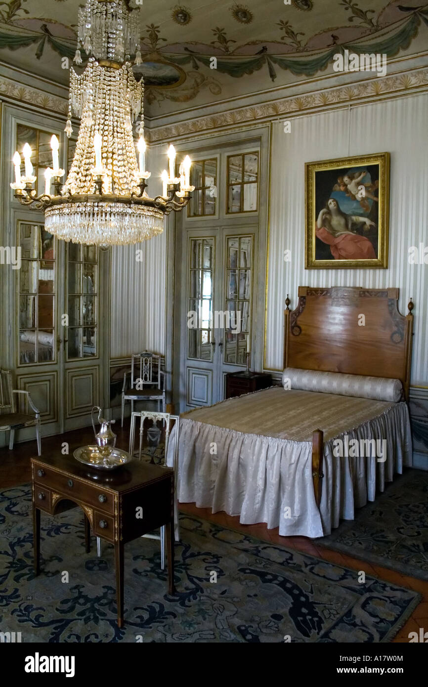 Maria Francisca Benedita Princess bedroom in the Queluz Palace, Portugal. Stock Photo