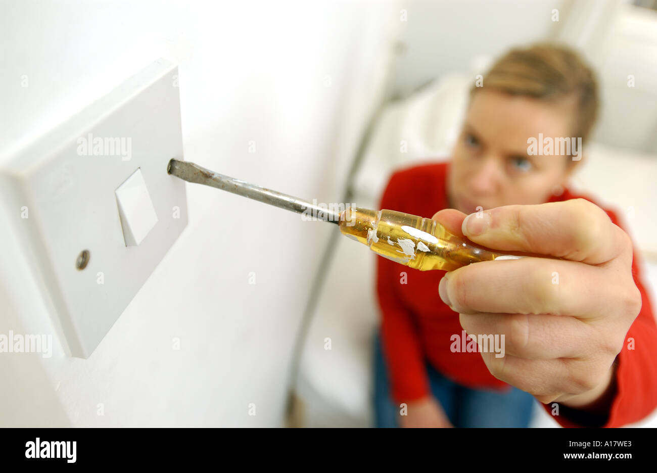 Girl working on DIY Stock Photo
