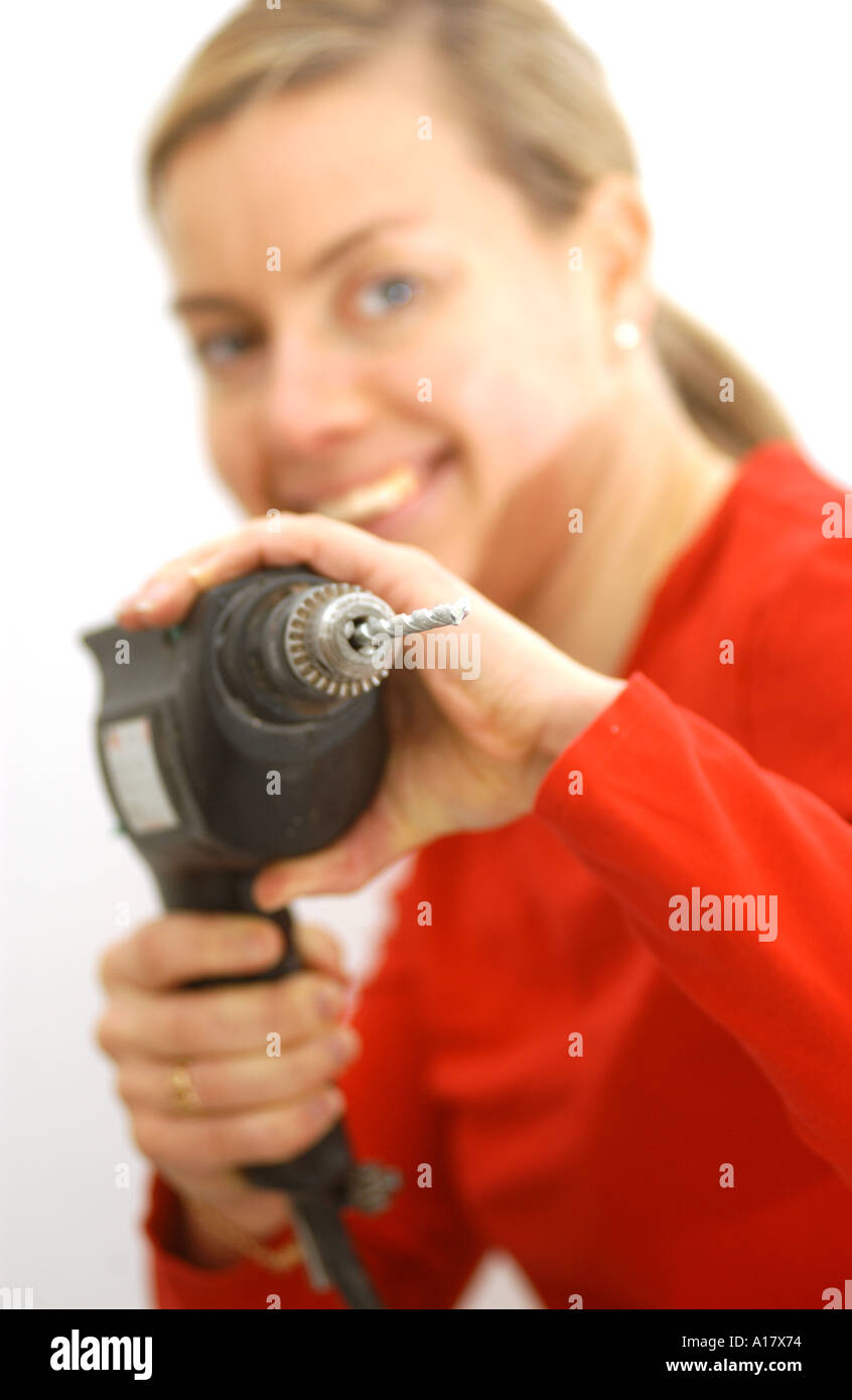 Girl working on DIY Stock Photo