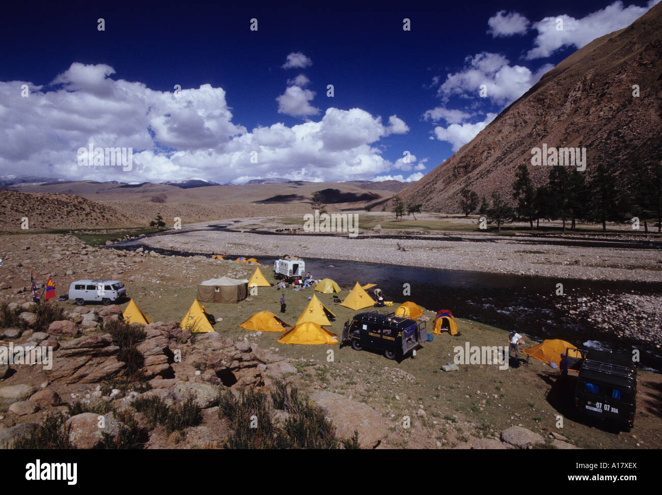camping expedition mongolia Stock Photo Alamy