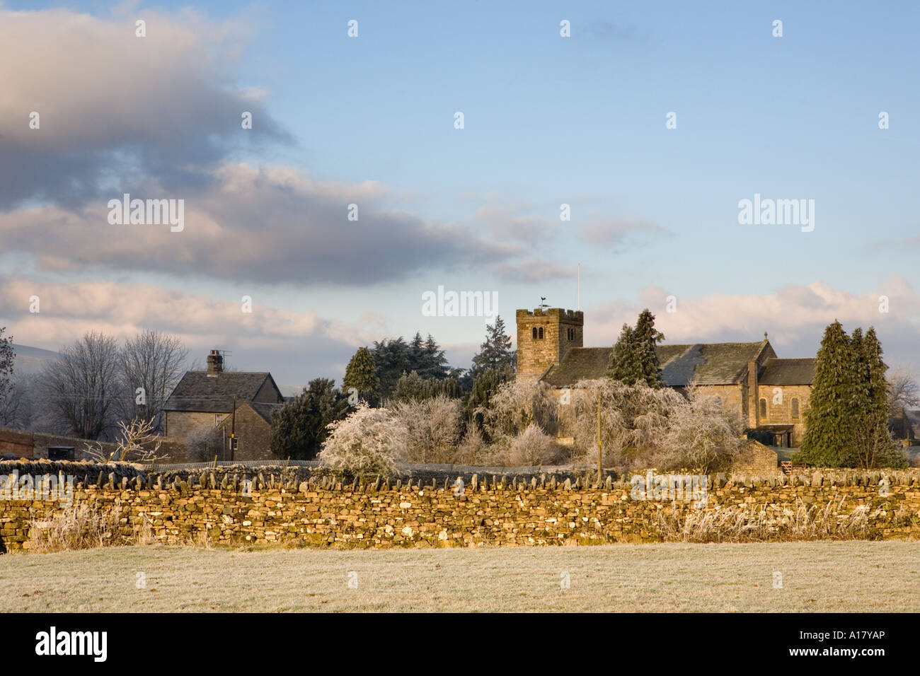 English village church on frosty winter day, Bampton Grange, Cumbria