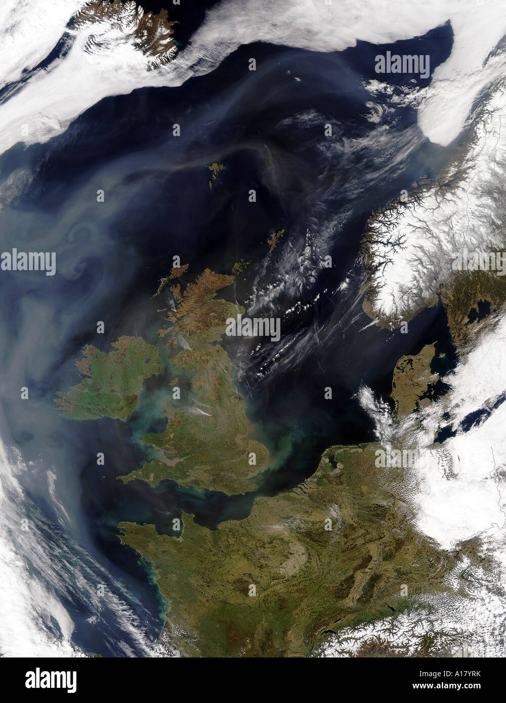 Satellite view of The United Kingdom and the Republic of Ireland Stock