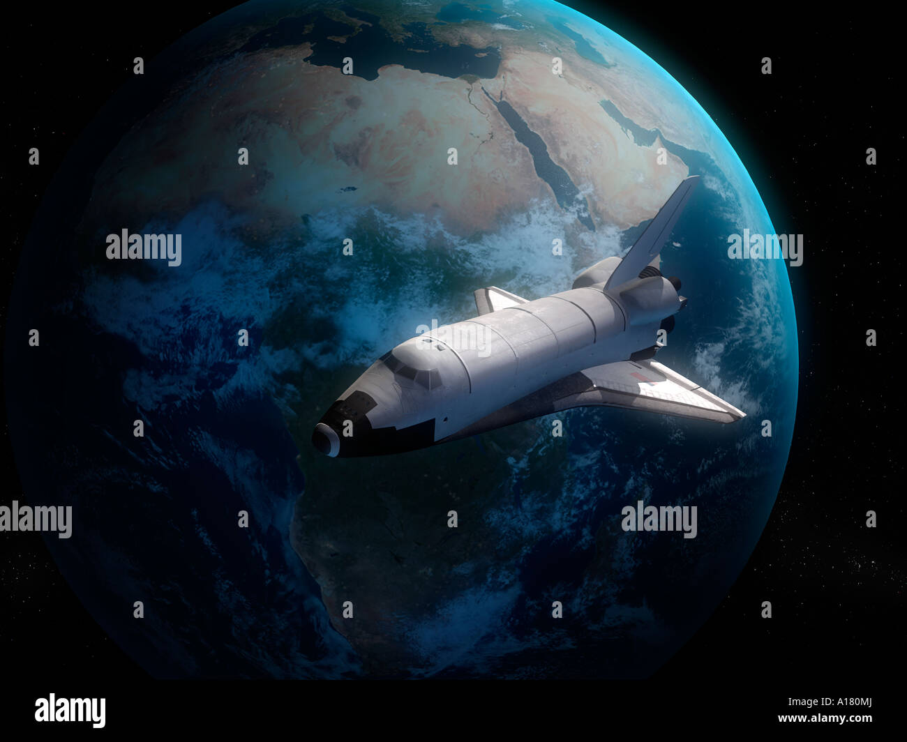 Space Shuttle backdropped against Earth Stock Photo - Alamy