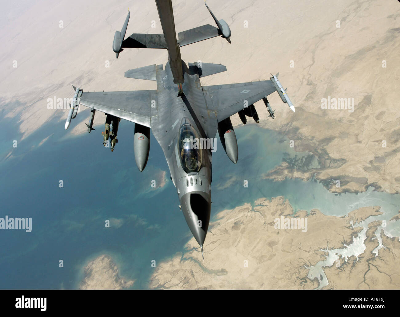 An F 16 Fighting Falcon Refuels From A Kc 10 Extender While Flying A