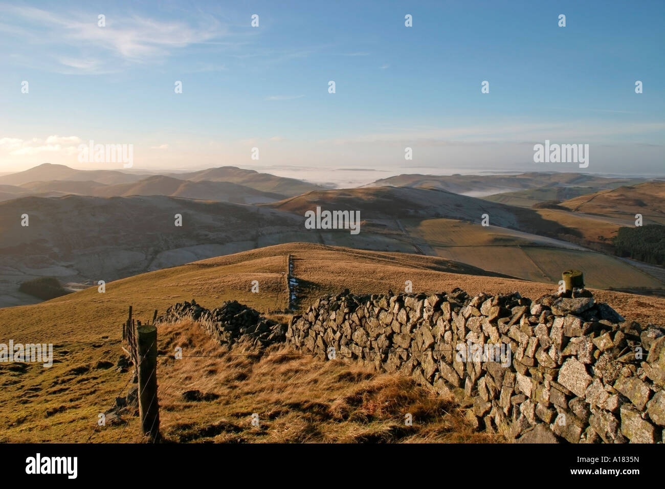 View at Cheviot Hills and Hadrians Wall, Northumberland National Park ...