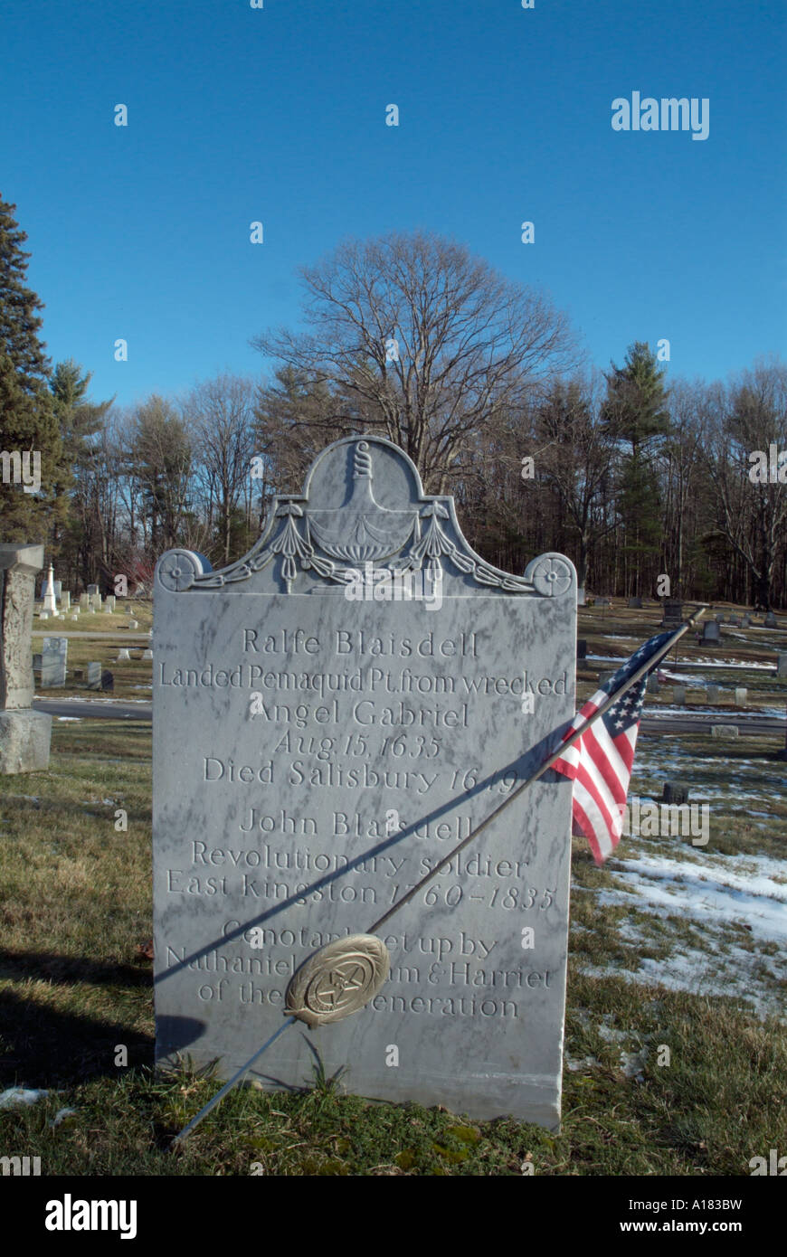 Old weathered headstones in an scenic New England graveyard Stock Photo ...