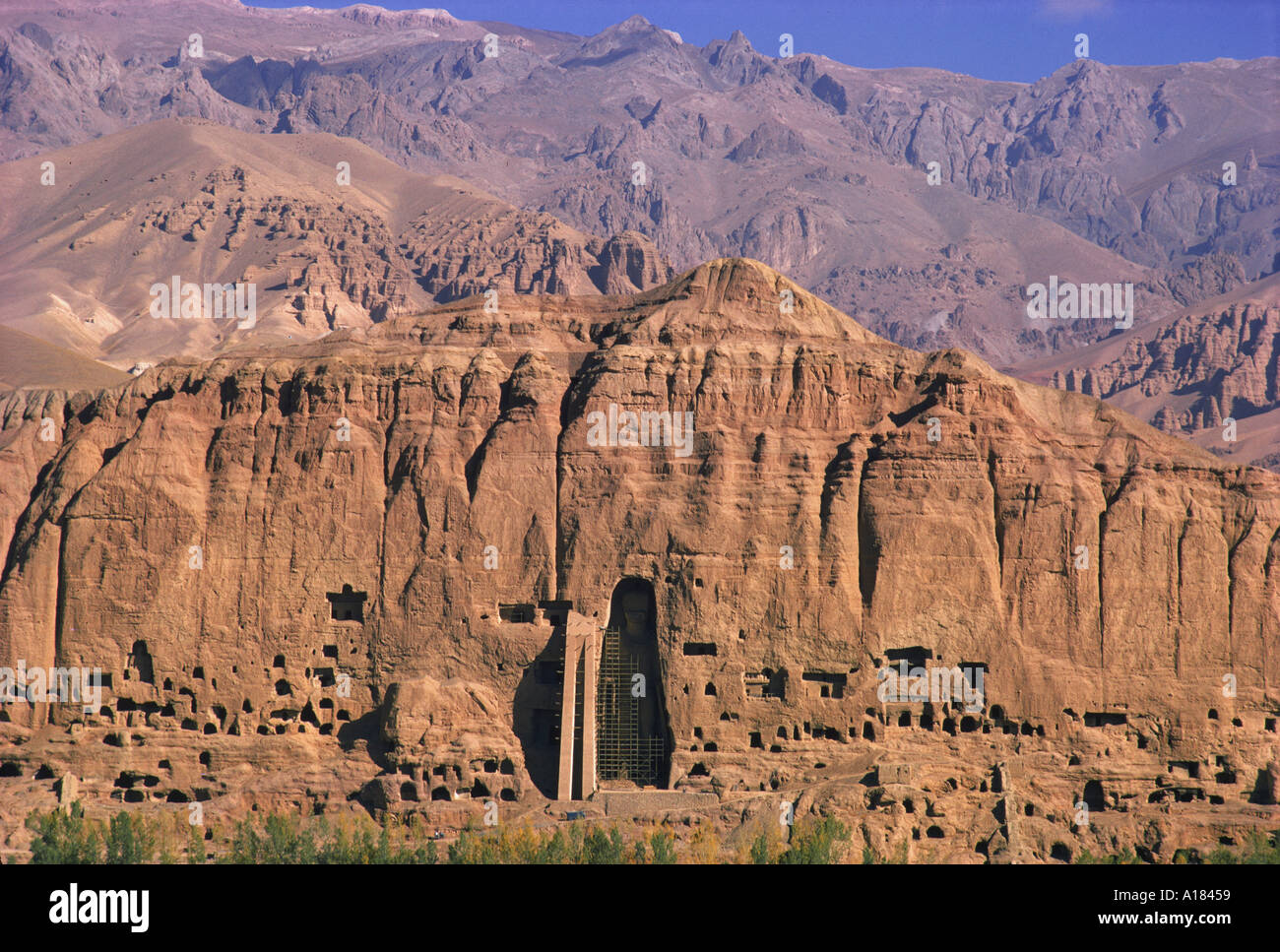 The caves and 150ft tall statue of the Buddha at Bamiyan Afghanistan