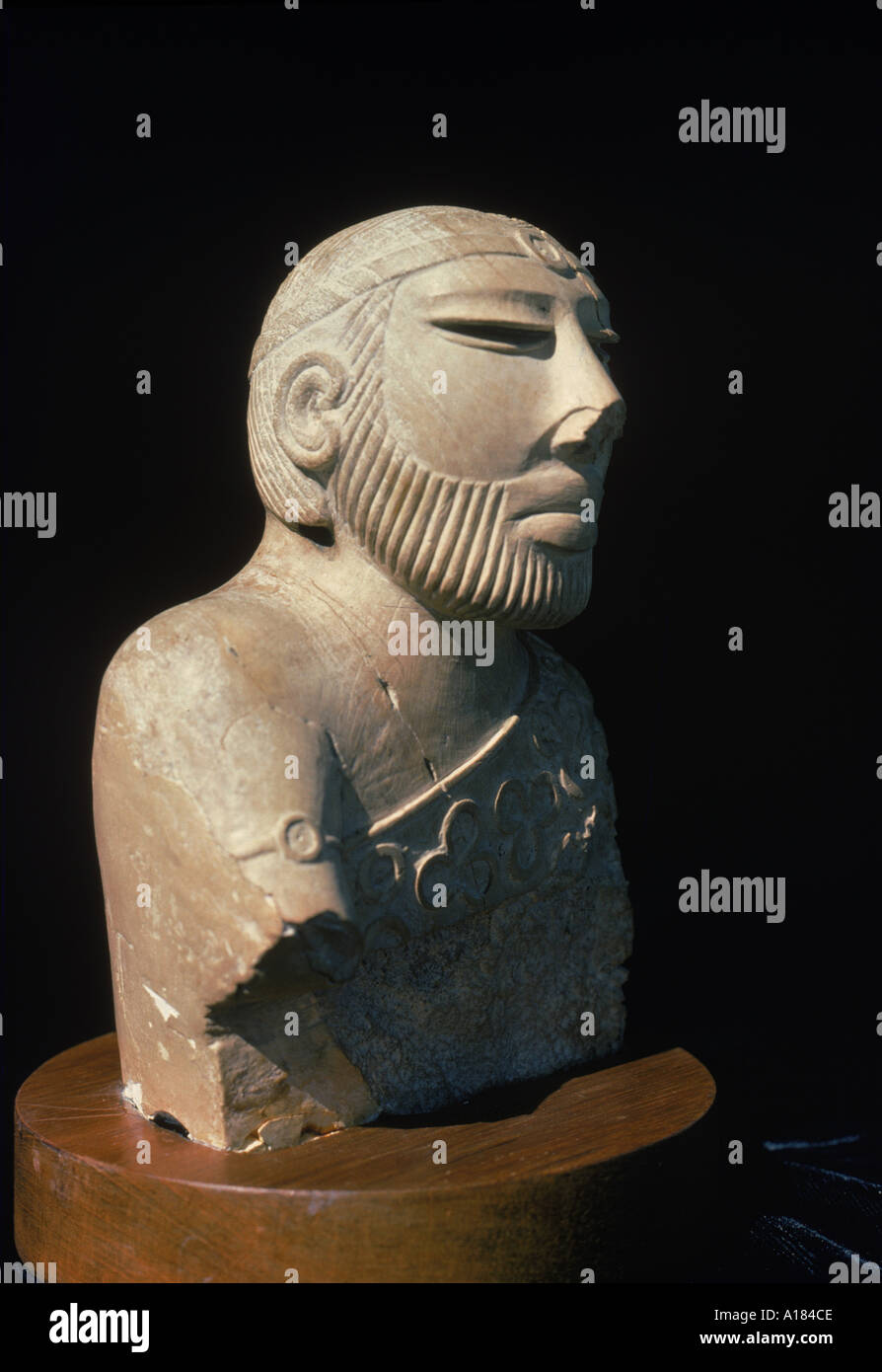 Statue of the king priest from the Indus civilisation at Mohenjodaro in ...